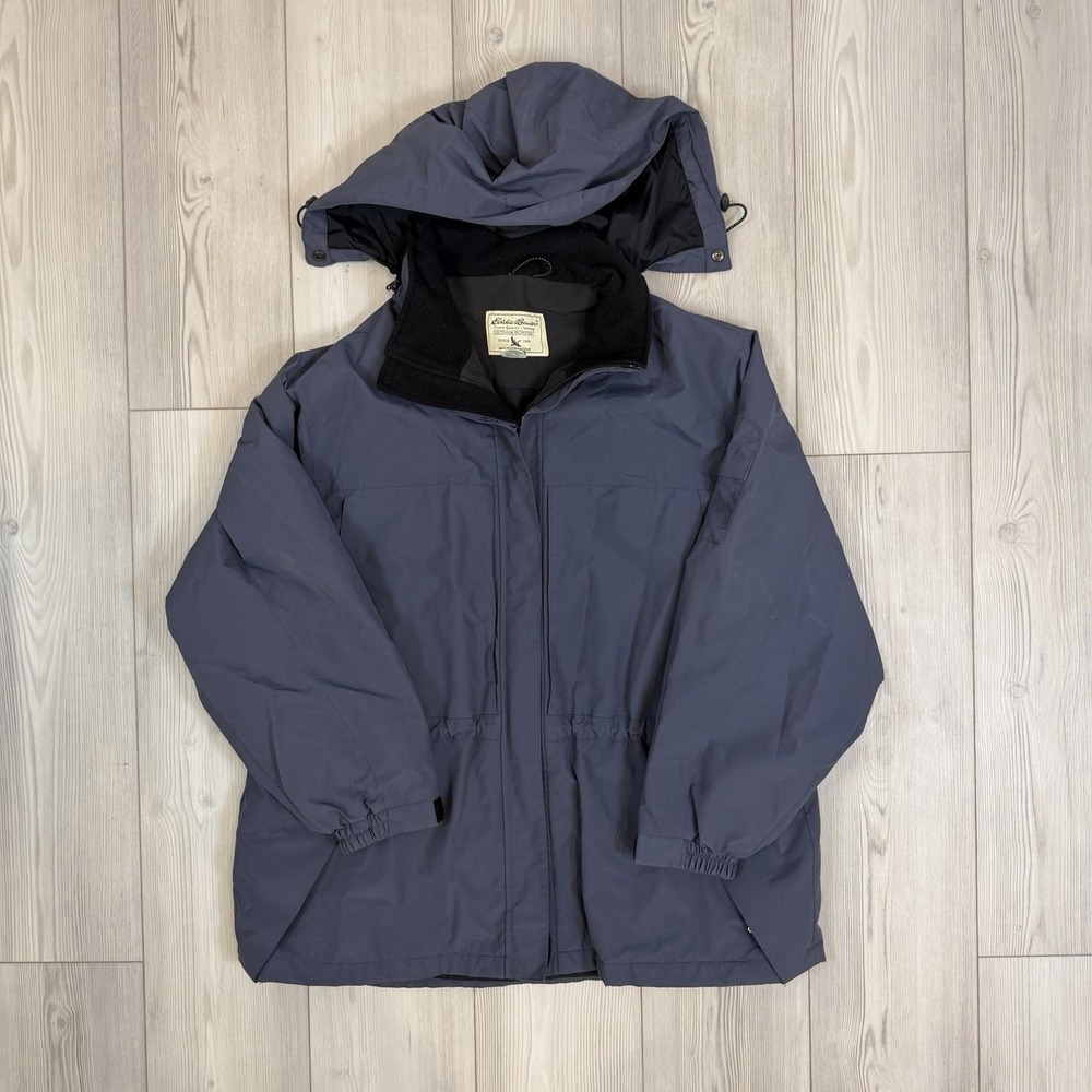 Eddie Bauer Thinsulate Blue Hooded Jacket XXL Womens Nylon Insulated Winter Coat